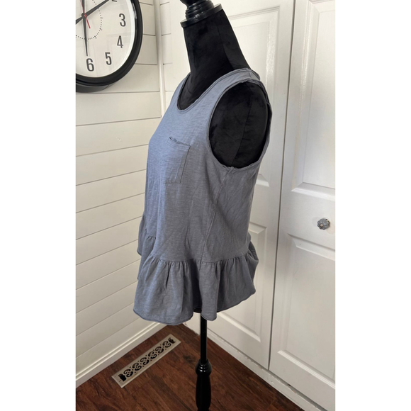 NWT New Eri + Ali Anthropologie Ruffled Pocket Peplum Tank Gray Small S - Picture 4 of 7
